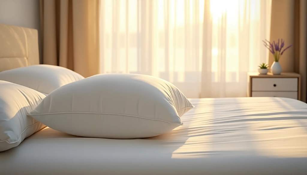 Side sleeper resting peacefully on firm goose down luxury hotel pillow