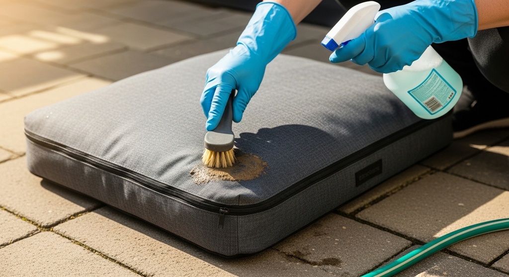 Dog bed waterproof lining close-up inspection