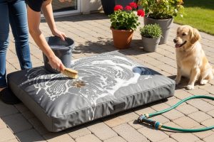 Cleaning waterproof dog bed cover in washing machine