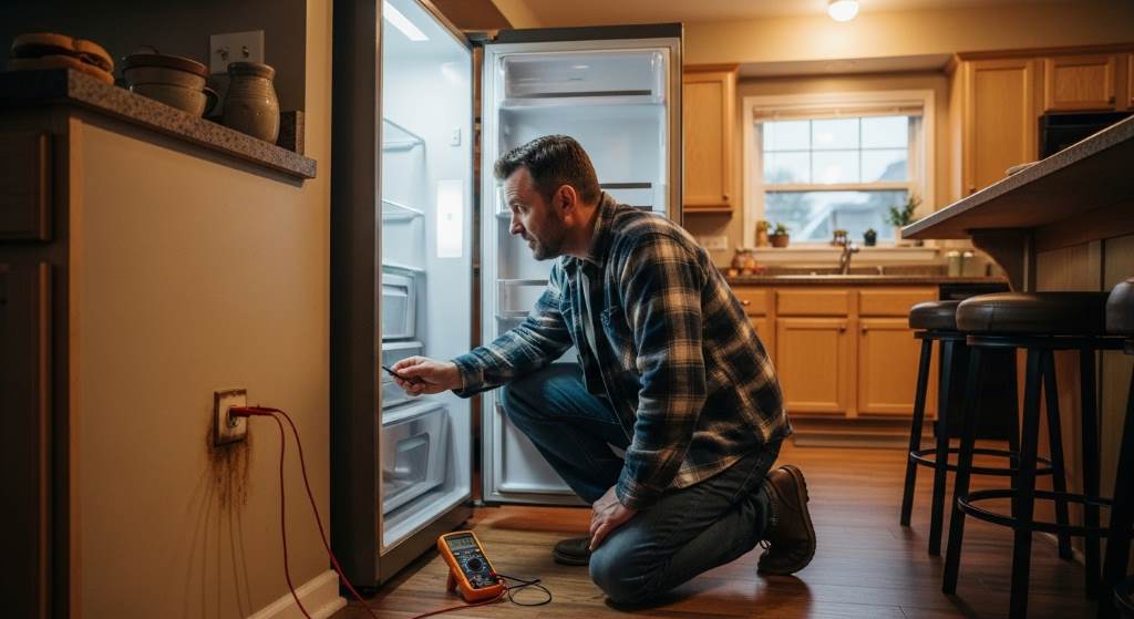 Refrigerator condenser coil inspection for power cut issues