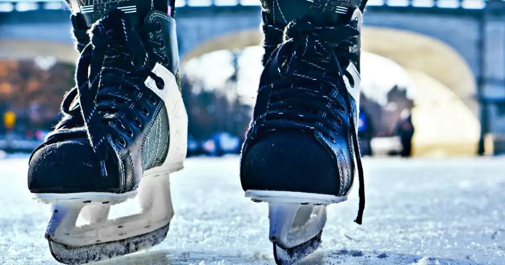Ice skate blades being cleaned and dried after skating, helping prevent rust and maintain peak performance in Wisconsin