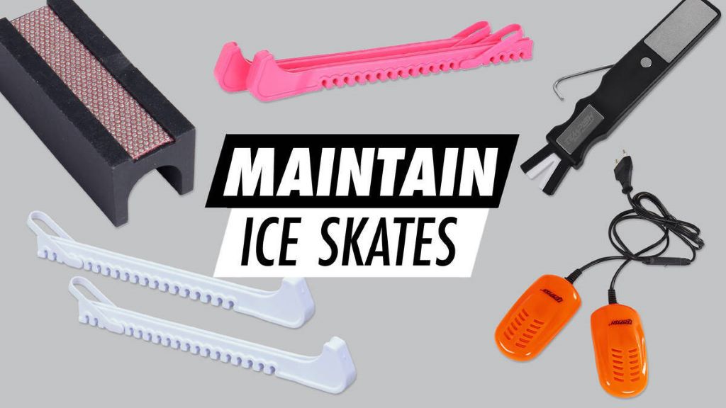 Skater inspecting sharp, polished ice skate blades before practice, demonstrating routine maintenance for better control and glide in Wisconsin