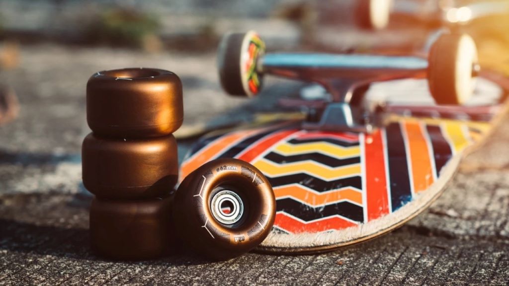 High-performance skateboard bearings installed on skateboard wheels
