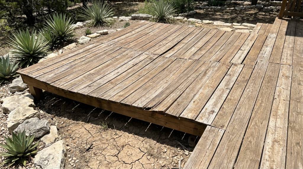 Repairing deck posts and beams after structural settlement